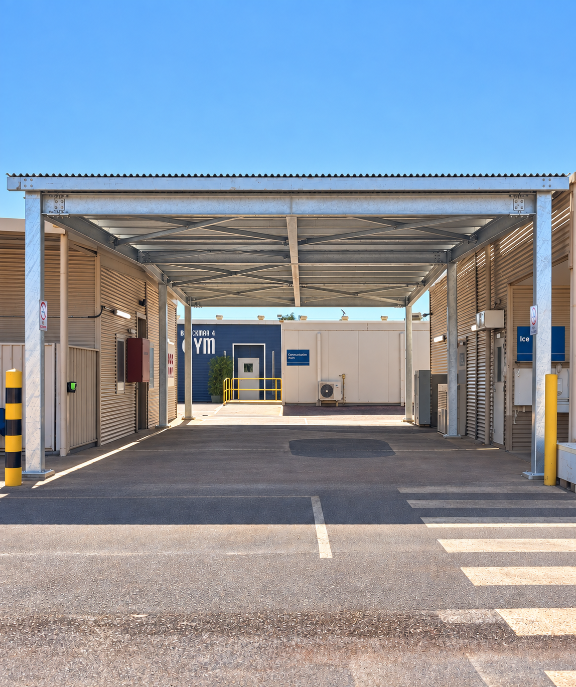 Galvanised steel B4 bus shelter structure