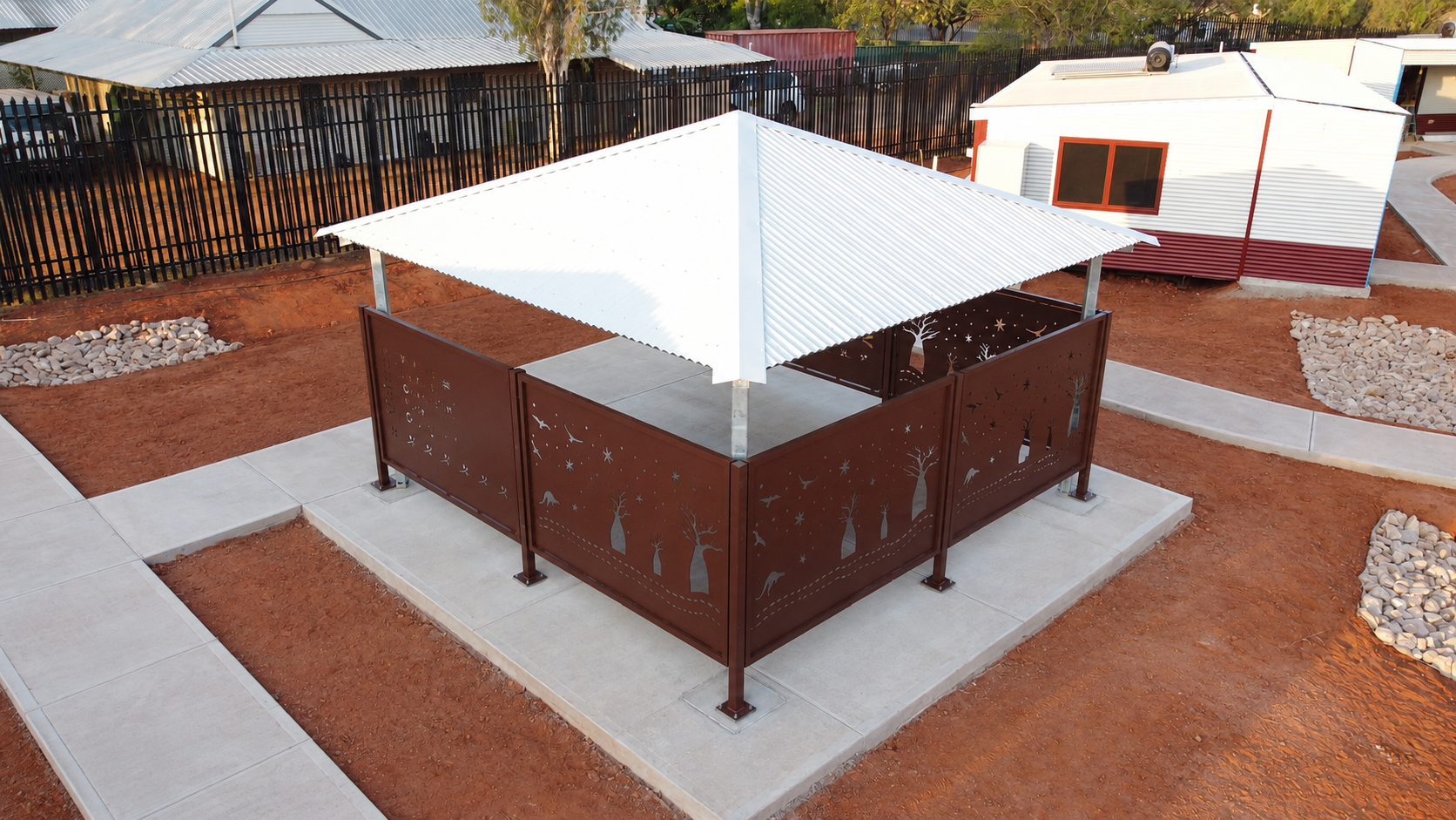 Completed BBQ shelter with neat concrete
